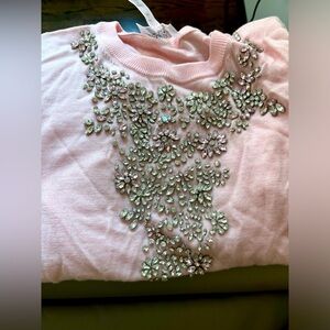 Giambattista Valli & H&M baby pink sweater top with crystals